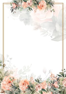 Renkli çiçek vektörü düğün davetiyesi şablonunu suluboya bırakıyor