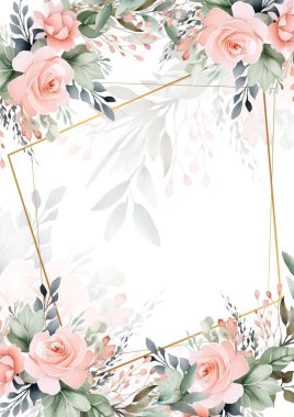 Rengarenk çiçekli güzel ve zarif düğün davetiyesi şablonu