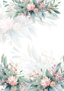 Renkli renkli çiçek vektörü güzel altın çiçek çizgileri düğün kartı şablonunda suluboya