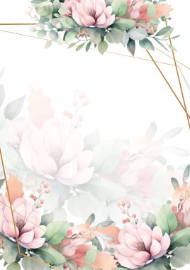 Rengarenk çiçekli güzel ve zarif düğün davetiyesi şablonu