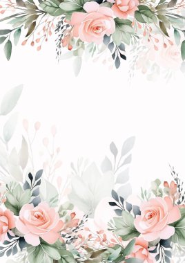 Renkli renkli çiçek vektörü zarif el düğün davetiyesi çiçek tasarımı suluboya