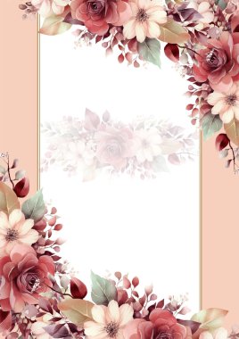 Renkli çiçek vektörü düğün davetiyesi şablonunu suluboya bırakıyor