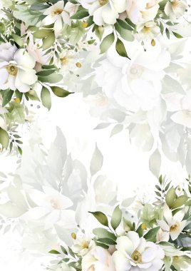 Renkli çiçek vektörü düğün davetiyesi şablonunu suluboya bırakıyor