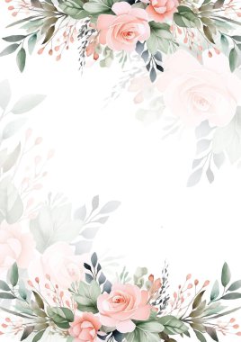 Renkli renkli çiçek vektörü güzel altın çiçek çizgileri düğün kartı şablonunda suluboya