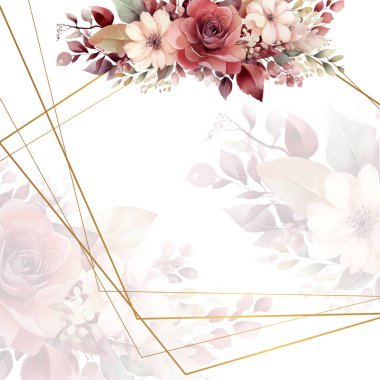 Renkli renkli çiçek vektörü zarif el düğün davetiyesi çiçek tasarımı suluboya