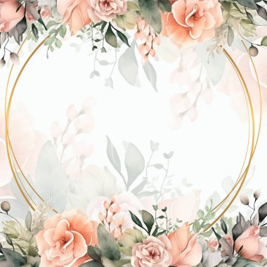 Renkli çiçek vektörü düğün davetiyesi şablonunu suluboya bırakıyor