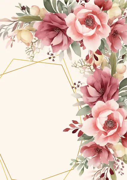 Renkli renkli çiçek güzel el çizilmiş düğün davetiyesi suluboya