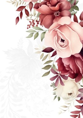 Renkli çiçek vektörü düğün davetiyesi şablonunu suluboya bırakıyor