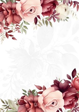 Renkli renkli çiçek vektörü zarif el düğün davetiyesi çiçek tasarımı suluboya