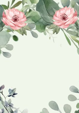 Renkli renkli çiçek güzel el çizilmiş düğün davetiyesi suluboya