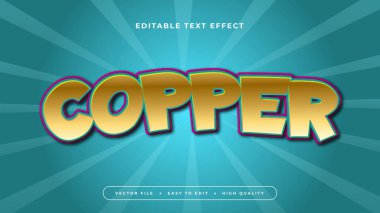 Yeşil mavi ve altın rengi bakır 3d düzenlenebilir metin efekti - yazı tipi