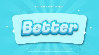 Beyaz ve mavi daha iyi 3d düzenlenebilir metin efekti - yazı tipi biçimi
