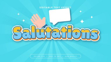 Mavi sarı ve mavi selamlamalar 3d düzenlenebilir metin efekti - yazı tipi biçimi