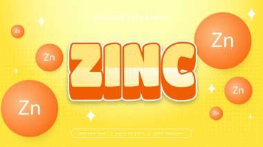 Sarı turuncu ve beyaz çinko 3d düzenlenebilir metin efekti - yazı tipi