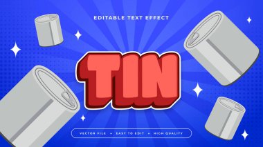 Gümüş kırmızısı ve mavi teneke 3d düzenlenebilir metin efekti - yazı tipi biçimi