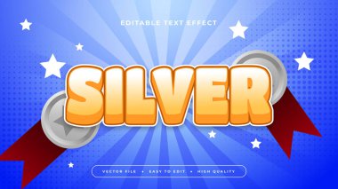 Renkli gümüş 3d düzenlenebilir metin efekti - yazı tipi biçimi