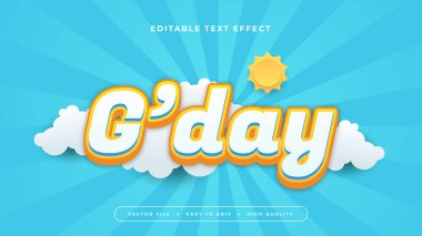 Mavi beyaz ve sarı G günü 3d düzenlenebilir metin efekti - yazı tipi