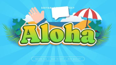 Renkli aloha 3d düzenlenebilir metin efekti - yazı tipi biçimi