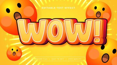 Turuncu sarı ve beyaz wow 3d düzenlenebilir metin efekti - yazı tipi