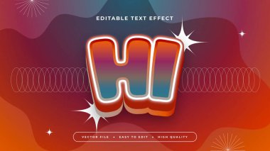 Kırmızı mavi ve beyaz hi 3d düzenlenebilir metin efekti - yazı tipi