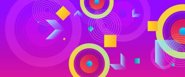 Geometrik şekilli renkli vektör gradyan afişi. Arkaplan sunumu, arkaplan, duvar kağıdı, afiş, broşür, web düzeni ve kapak için