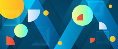 Geometrik şekilli renkli soyut gradyan pankart. İş afişi, resmi arkaplan, prestijli kupon, lüks davet, duvar kağıdı ve arka plan için