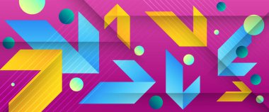 Mavi sarı ve mor menekşe vektör gradyan soyut afiş tasarımı geometrik tarzda. Grafik tasarım ögesi, arkaplan, afiş, el ilanı, kart, duvar kağıdı, kapak, broşür için modern biçim kavramı