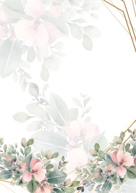 Renkli çiçek vektörü düğün davetiyesi şablonunu suluboya bırakıyor