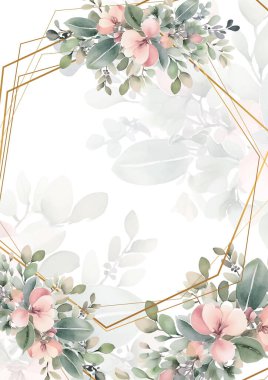 Renkli renkli çiçek vektörü zarif el düğün davetiyesi çiçek tasarımı suluboya