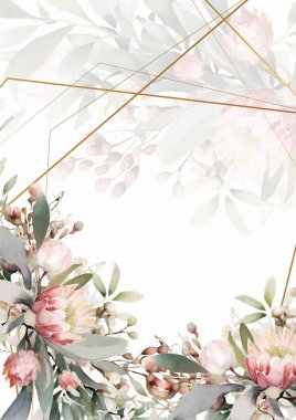 Renkli renkli çiçek vektörü zarif el düğün davetiyesi çiçek tasarımı suluboya