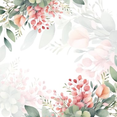 Renkli renkli çiçek vektörü zarif el düğün davetiyesi çiçek tasarımı suluboya