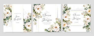 Renkli renkli çiçek güzel el çizilmiş düğün davetiyesi suluboya