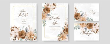 Renkli renkli çiçek güzel el çizilmiş düğün davetiyesi suluboya