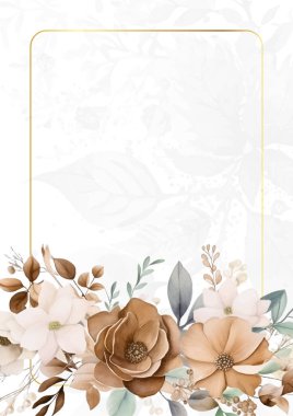 Renkli renkli çiçek güzel el çizilmiş düğün davetiyesi suluboya