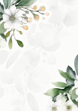 Renkli renkli çiçek vektörü güzel altın çiçek çizgileri düğün kartı şablonunda suluboya