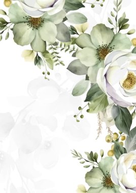 Renkli çiçek vektörü düğün davetiyesi şablonunu suluboya bırakıyor