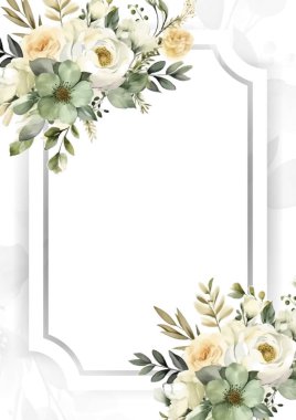 Rengarenk çiçekli güzel ve zarif düğün davetiyesi şablonu