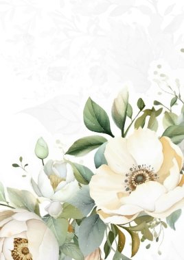 Renkli renkli çiçek güzel el çizilmiş düğün davetiyesi suluboya