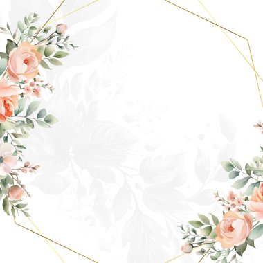 Rengarenk çiçekli güzel ve zarif düğün davetiyesi şablonu