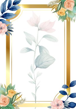 Renkli renkli çiçek vektörü zarif el düğün davetiyesi çiçek tasarımı suluboya