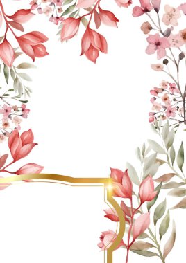 Rengarenk çiçekli güzel ve zarif düğün davetiyesi şablonu