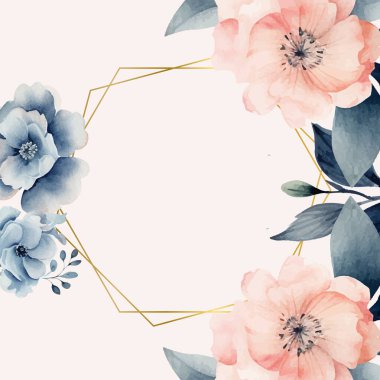 Renkli renkli çiçek vektörü zarif el düğün davetiyesi çiçek tasarımı suluboya