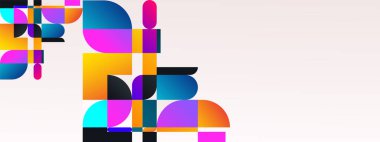 Klasik soyut geometrik renkli retro tasarım pankartı