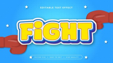 Sarı kırmızı ve mavi kavga 3d düzenlenebilir metin efekti - yazı tipi