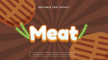 Yeşil kahverengi ve beyaz et 3d düzenlenebilir metin efekti - yazı tipi