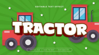 Kırmızı yeşil ve beyaz traktör 3d düzenlenebilir metin efekti - yazı tipi