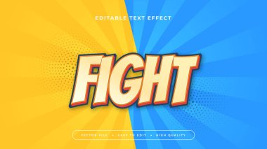 Turuncu sarı ve mavi dövüş 3d düzenlenebilir metin efekti - yazı tipi biçimi