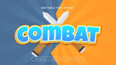 Turuncu sarı ve mavi dövüş 3D düzenlenebilir metin efekti - yazı tipi