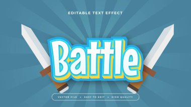Beyaz mavi ve kahverengi savaş 3D düzenlenebilir metin efekti - yazı tipi
