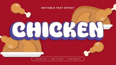 Renkli tavuk 3d düzenlenebilir metin efekti - yazı tipi